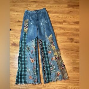 Jaded Gypsy Dream Denim Pants Denim Flared Patchwork Jeans Women’s Size S/M